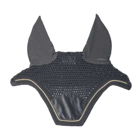 Fliegenmütze Wellington Basic Velvet Fliegenhaube, Grau, Produkt allein auf schwarzem Hintergrund.