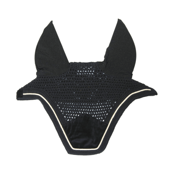 Fliegenmütze Wellington Basic Velvet Fliegenhaube, Schwarz, Produkt allein auf schwarzem Hintergrund.