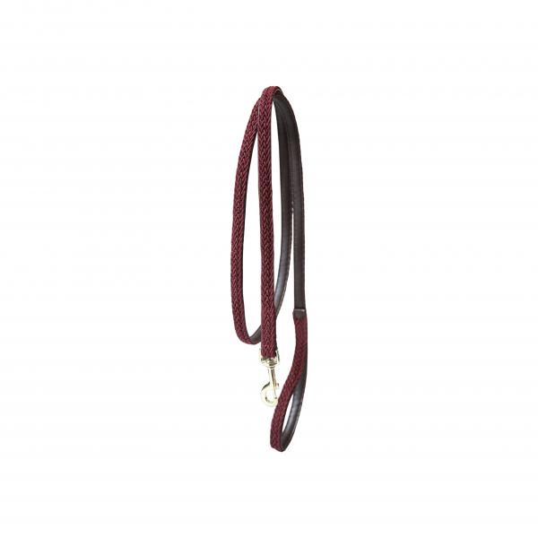 Kentucky Horsewear Geflochtene Nylon Führleine 2 m, Bordeaux, Produkt allein auf weißem Hintergrund.