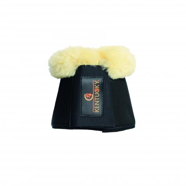 Kentucky Horsewear Hufglocken Lammfell Sprungglocken, Schwarz, Produkt allein auf weißem Hintergrund.
