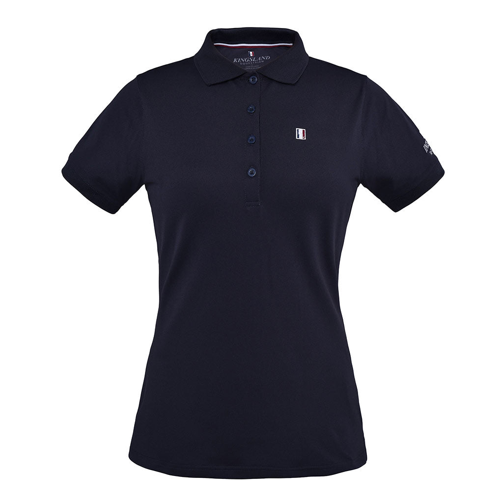 Kingsland Poloshirt Piqué Classic Damen Reitshirt, Navy, Produkt allein auf weißem Hintergrund.