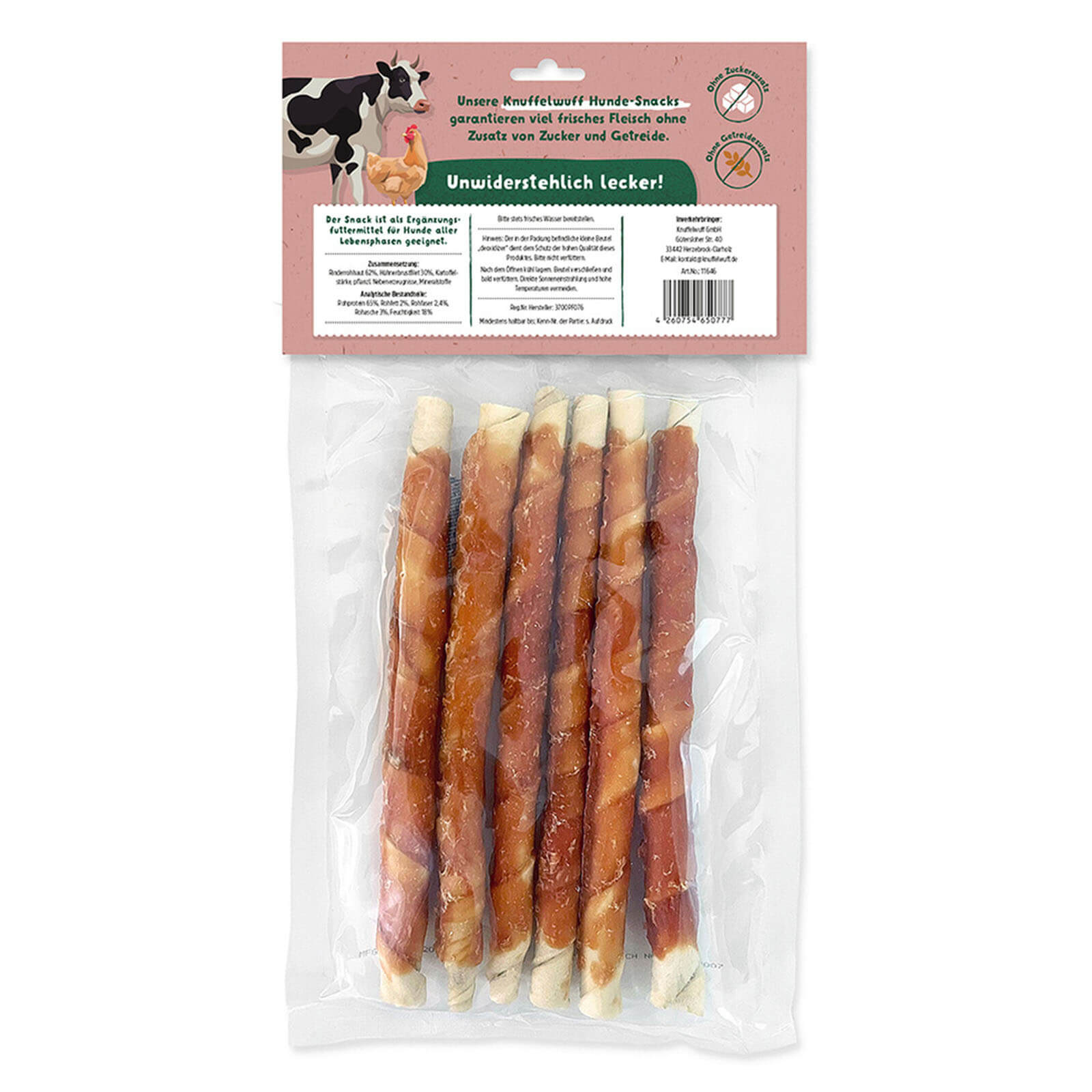 Hundesnack Kaurolle mit Hühnerbrustfilet 28 cm