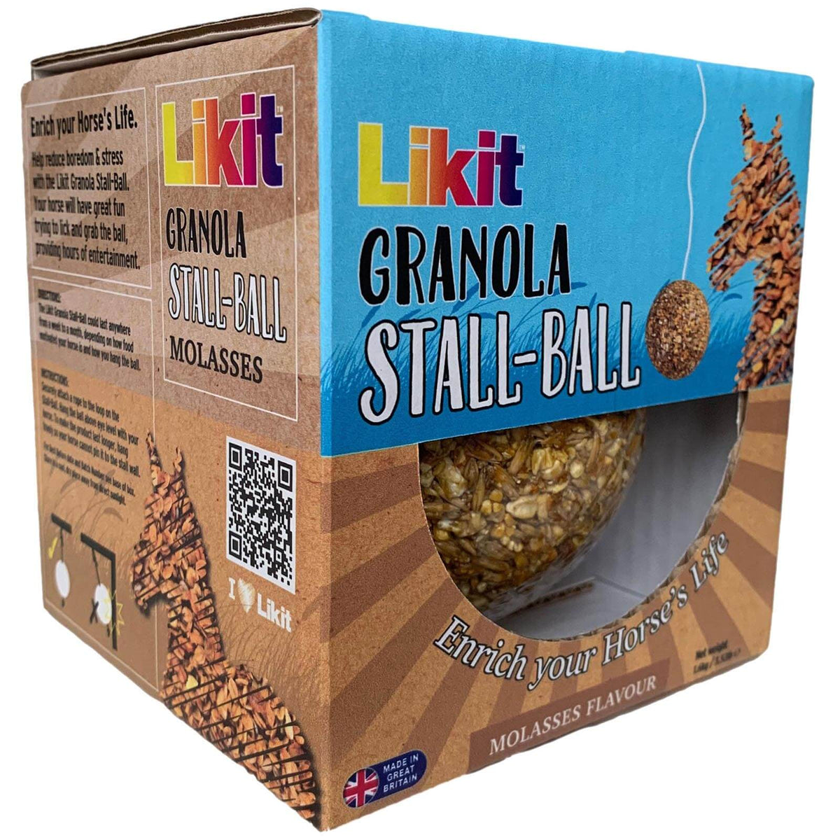 Likit Müslikugel Granola Stall-Ball, Melasse, Produkt allein auf weißem Hintergrund.