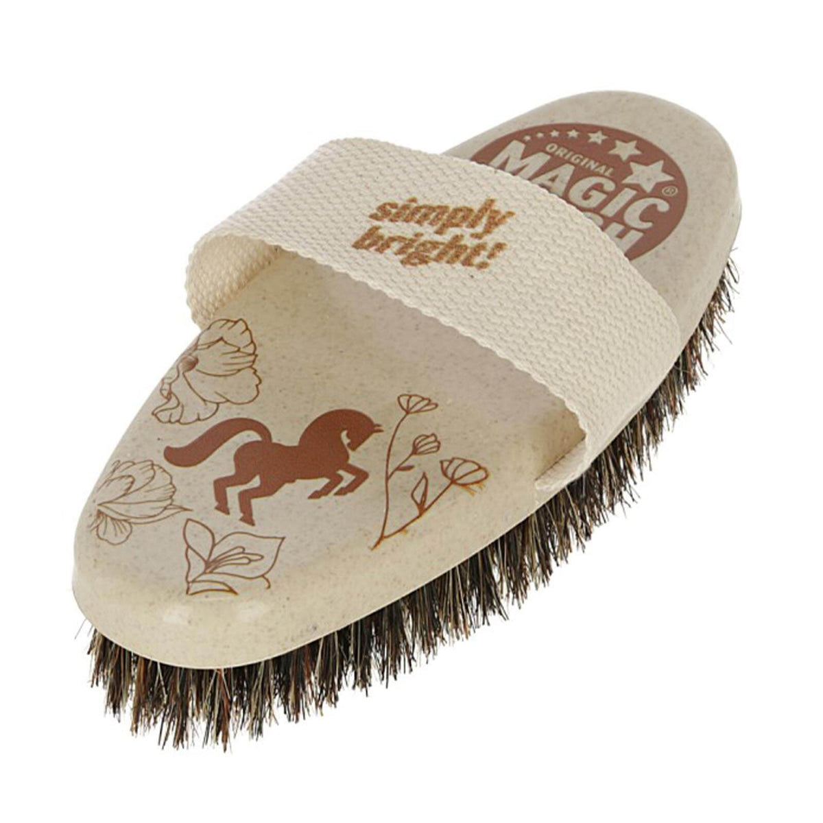 Magic Brush Pferdekardätsche Putzbürste Kardätsche Water Lily, Produkt allein auf weißem Hintergrund.