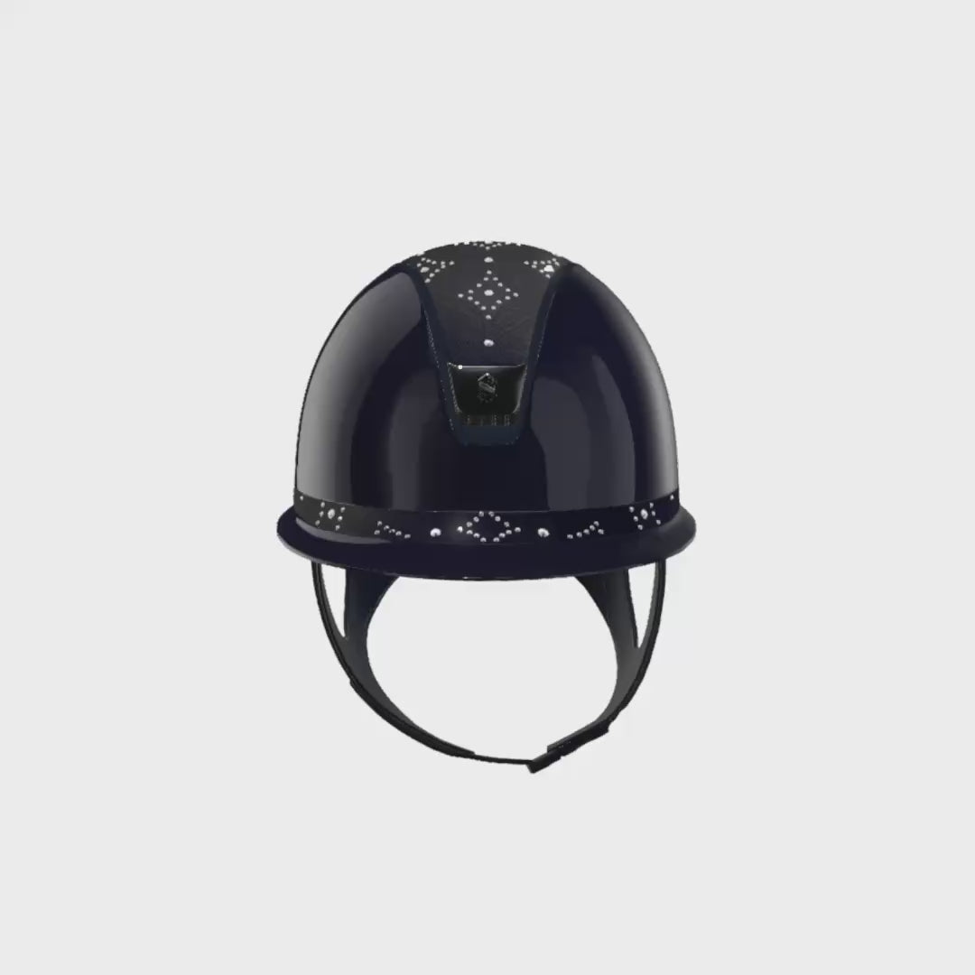 Reithelm Miss Shield 2.0 Glossy Blue Top + FB Celestial Crystal Navy Trim + Blason Black Chrome - 360°-Video (1:1)