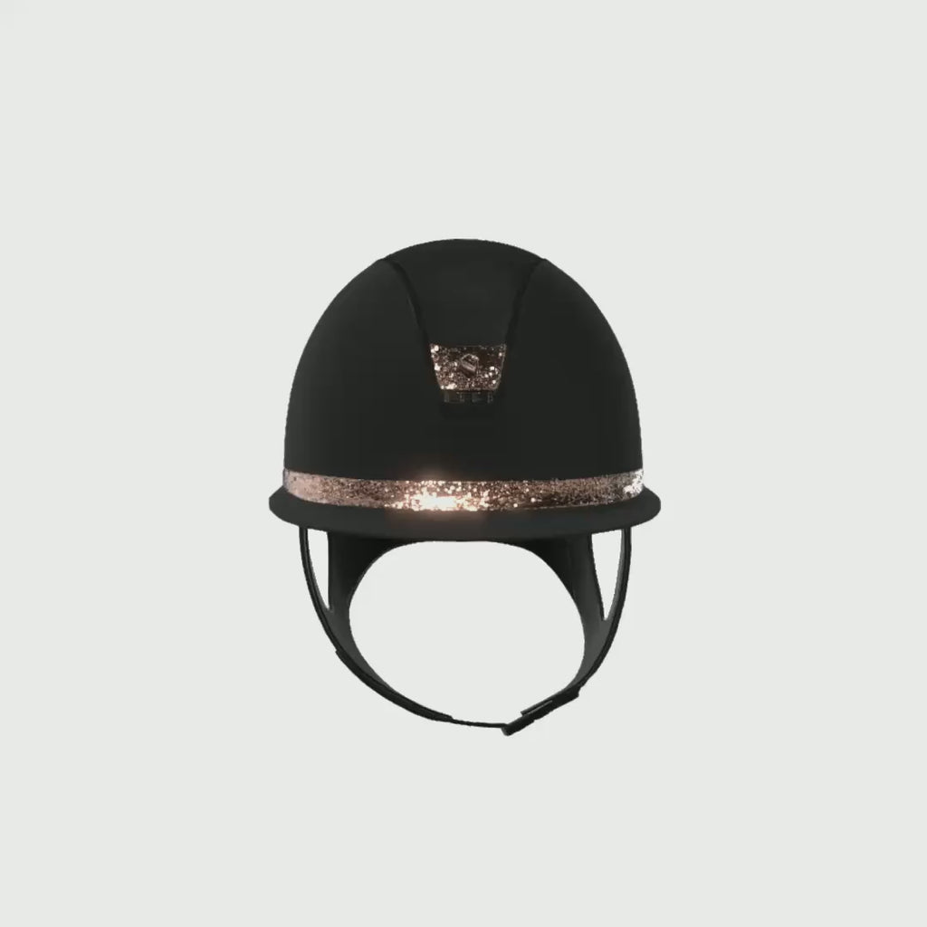 Reithelm Miss Shield 2.0 Black SM Top Alcantara/ Blason Crystal Fabric Rose Gold Trim Matt Black - 360°-Video (1:1)