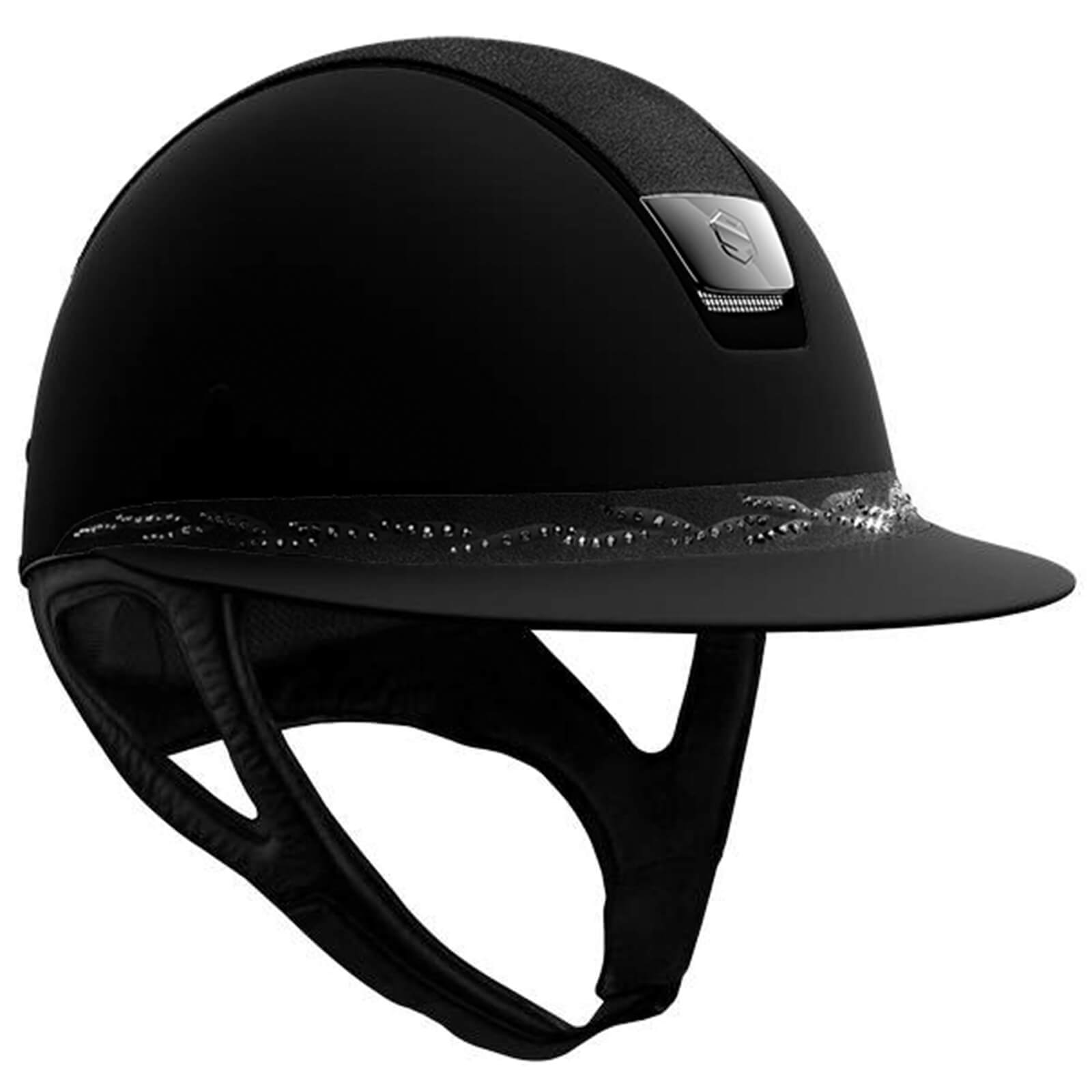 Reithelm Miss Shield Shadowmatt Black Shield Crystal Flower Crystal Matt Black Chrome Black - S (Ohne Dressurausschnitt)
