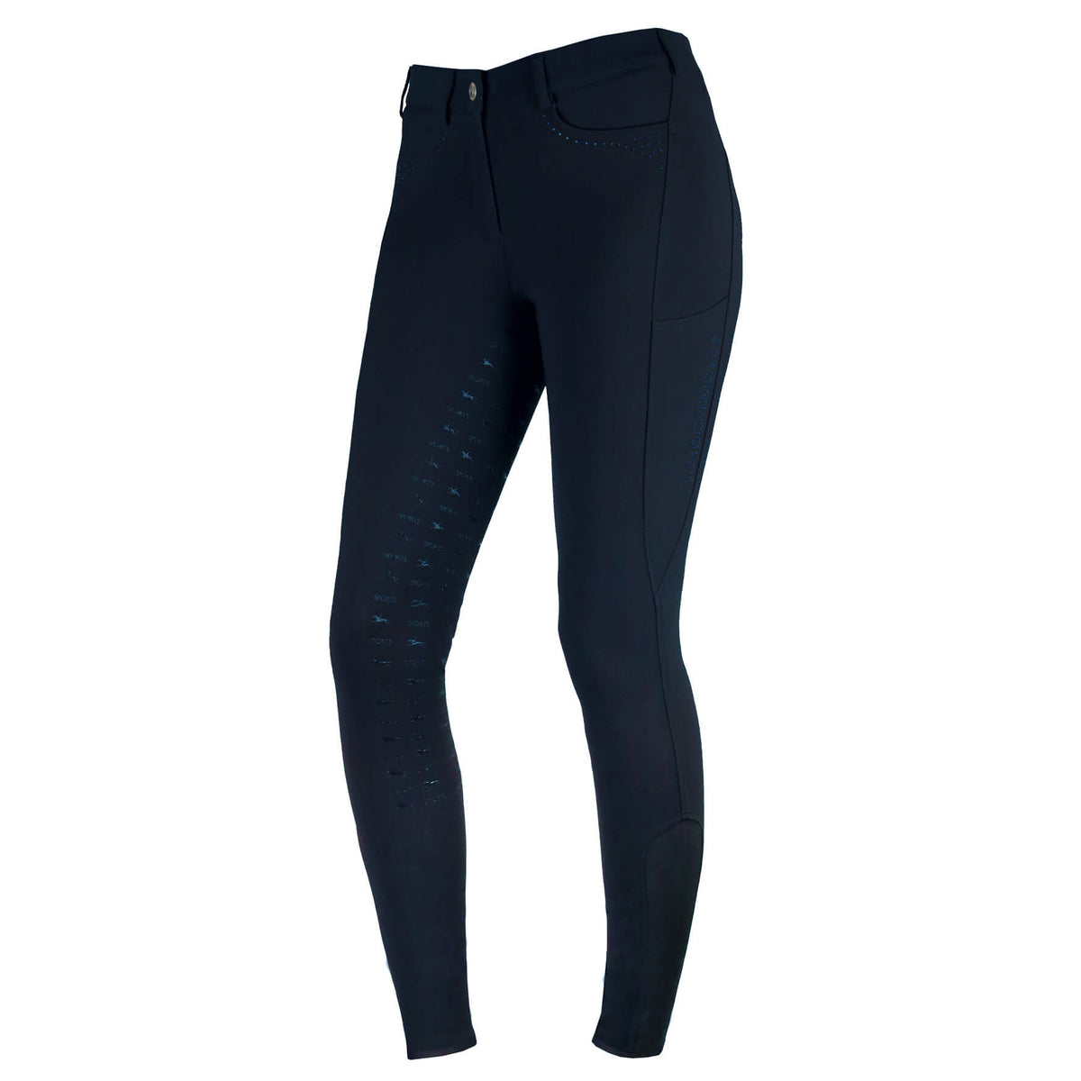Damenreithose Victory Full Grip, Midnight Blue, Produkt allein auf weißem Hintergrund.