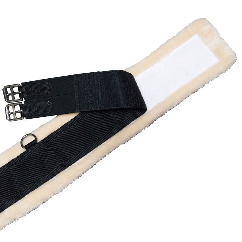 Stübben Fleece- Sattelgurt Lang mit Klettpolster Braun, Produkt allein auf weißem Hintergrund.