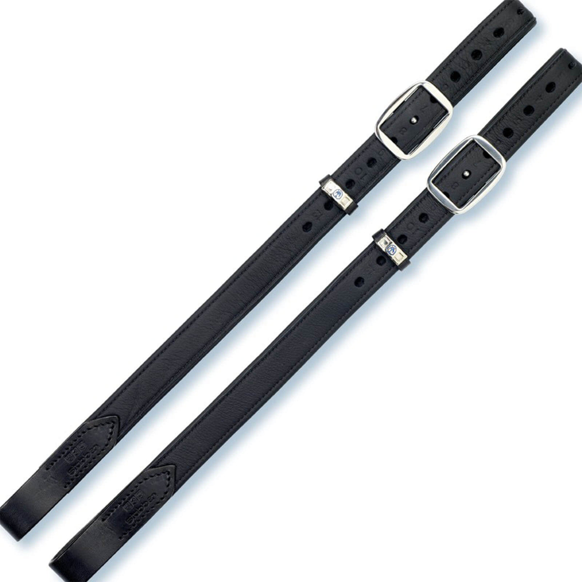 Stübben Steigbügelriemen Mono de Luxe Lederriemen, Schwarz, Produkt allein auf weißem Hintergrund.