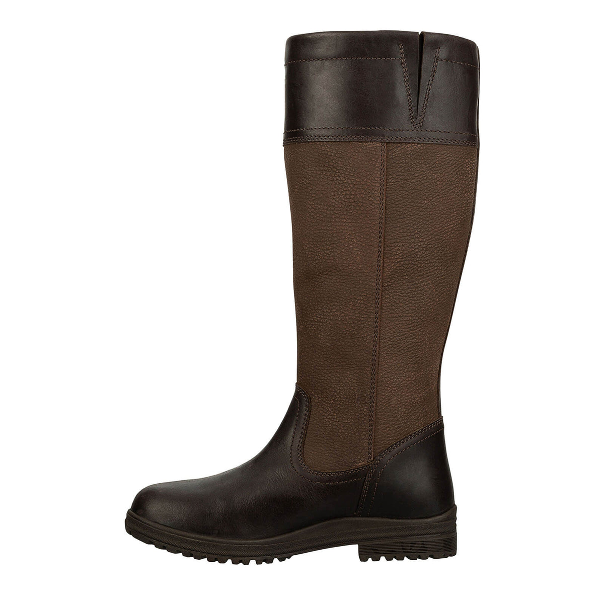 Suedwind Equestrian Reitstiefel Milford Waterproof Stallstiefel, Braun, einzelner Stiefel auf weißem Hintergrund.