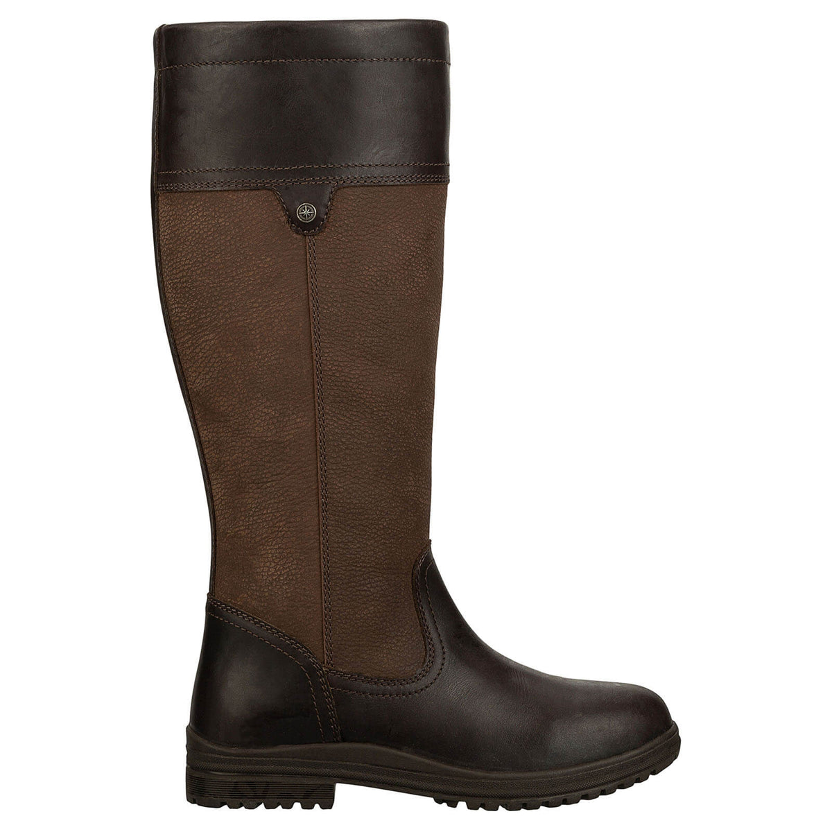 Reitstiefel Milford Waterproof Stallstiefel, Chocolate Brown, Produkt allein auf weißem Hintergrund.