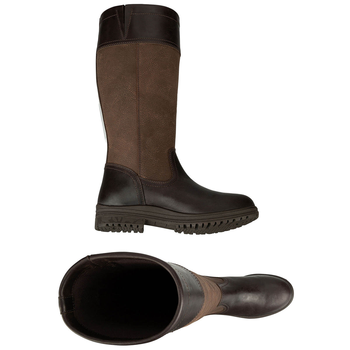 Reitstiefel Milford Waterproof Stallstiefel, braun, Produkt in Seiten- und Draufsicht.