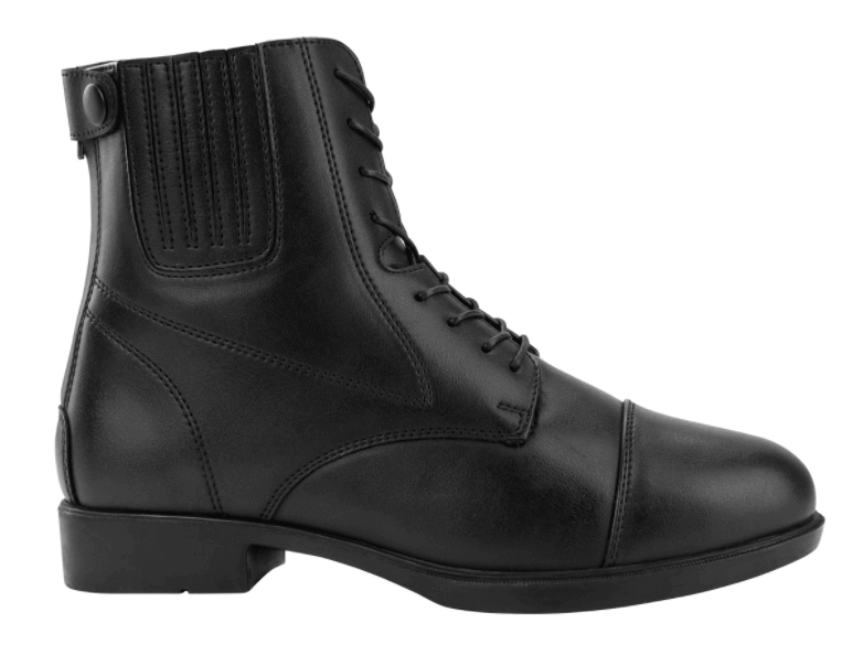 Stiefelette Contrace BZ Lace Vegan Winter Reitstiefelette gefüttert Teddyfell, Schwarz, Produkt allein auf weißem Hintergrund.