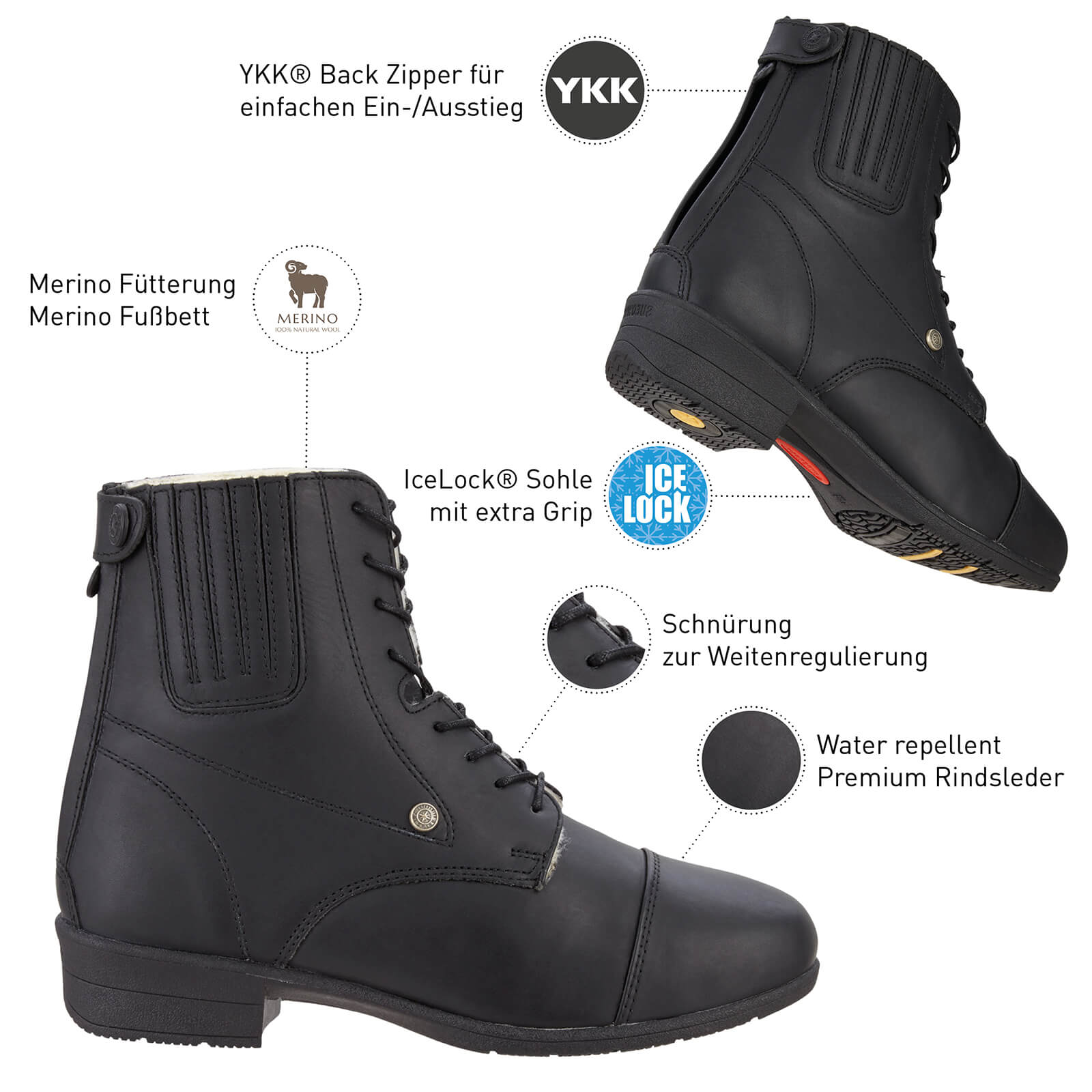 Stiefelette Icelock Merino BZ Lace Reitstiefelette