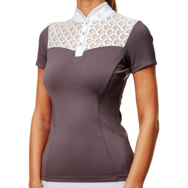 Turniershirt Damen Kurzarm Crystal Champion White Dark Violet Shortsleeve Turniershirt Damen Kurzarm Crystal Champion White Dark Violet Shortsleeve