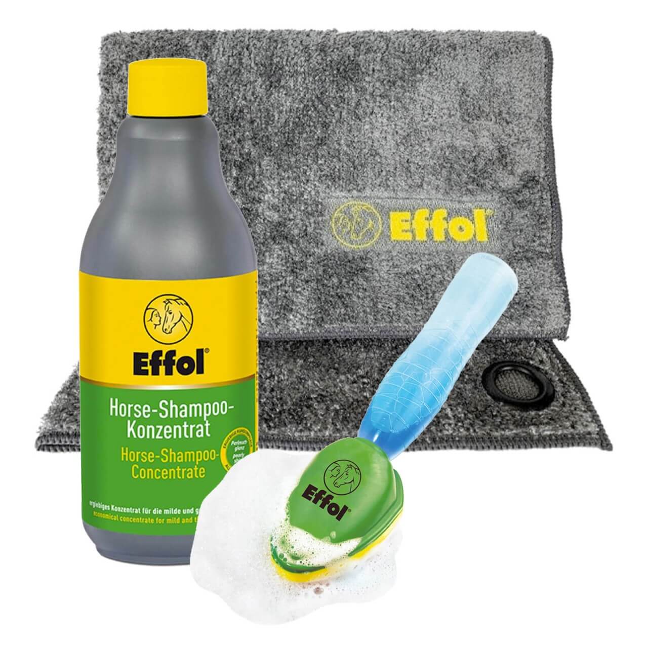 Effol Pferdewäsche Set - Pferdeshampoo, Shampoonierbürste & Handtuch Effol Pferdewäsche Set - Pferdeshampoo, Shampoonierbürste & Handtuch