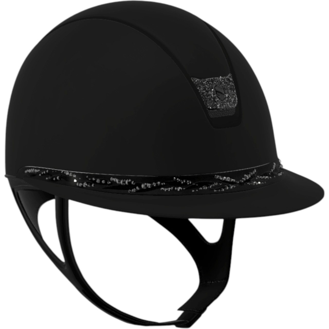 Samshield Reithelm Miss Shield 2.0 Shadowmatt | Flower Swarovski / Matt Black | Crystal Fabric Black L (mit Dressurauschnitt) | kavalio