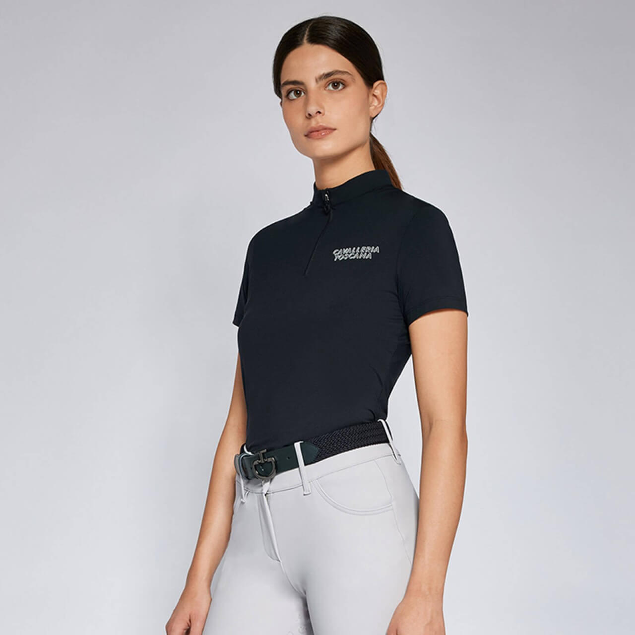 Cavalleria Toscana Shirt Damen CT Jersey S/S Training Zip Polo FS 2024 Kurzarm Funktionsshirt Cavalleria Toscana Shirt Damen CT Jersey S/S Training Zip Polo FS 2024 Kurzarm Funktionsshirt