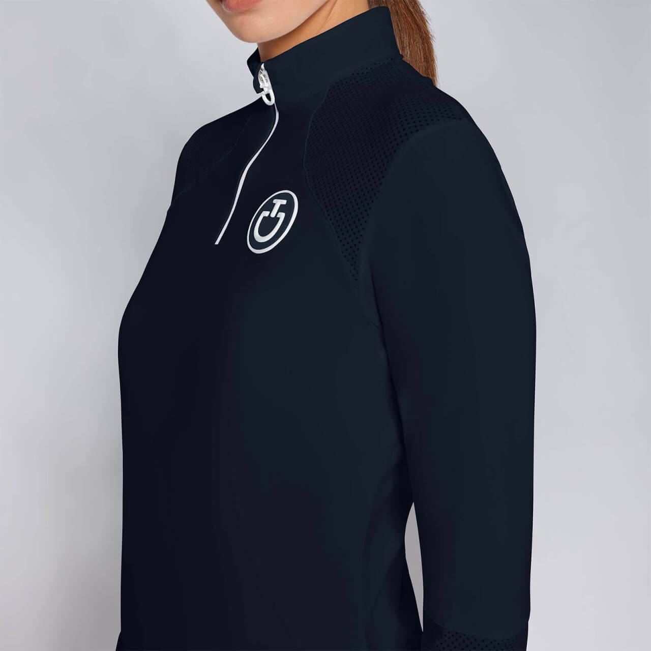 Cavalleria Toscana Shirt Damen CT Jersey w/ Perforated Inserts L/S Zip Training Polo FS 2024 Langarm Funktionsshirt Cavalleria Toscana Shirt Damen CT Jersey w/ Perforated Inserts L/S Zip Training Polo FS 2024 Langarm Funktionsshirt