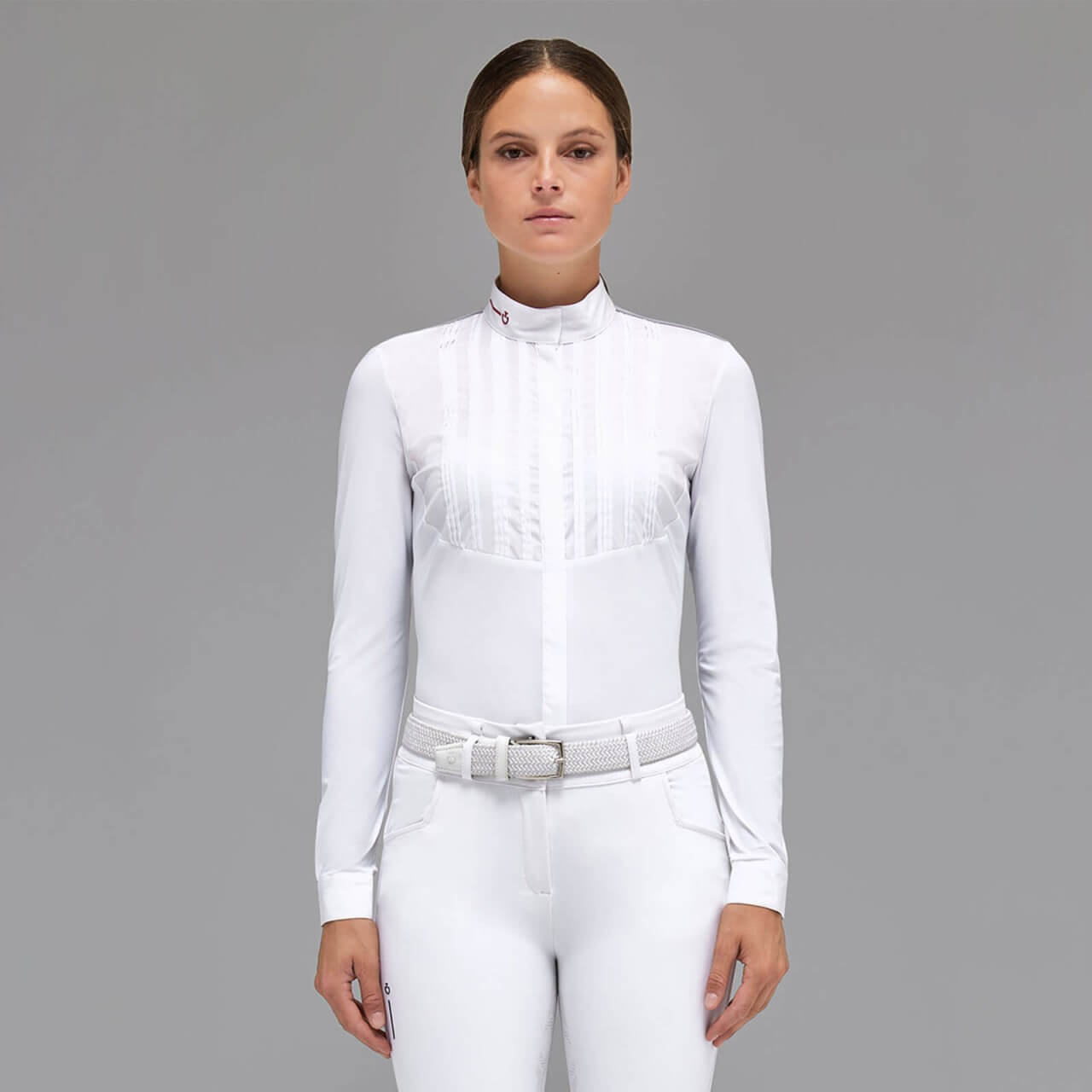 Cavalleria Toscana Turniershirt Damen Revo Pleated Poplin Bib L/S Competition Shirt w/ Tech Knit Langarmshirt Cavalleria Toscana Turniershirt Damen Revo Pleated Poplin Bib L/S Competition Shirt w/ Tech Knit Langarmshirt