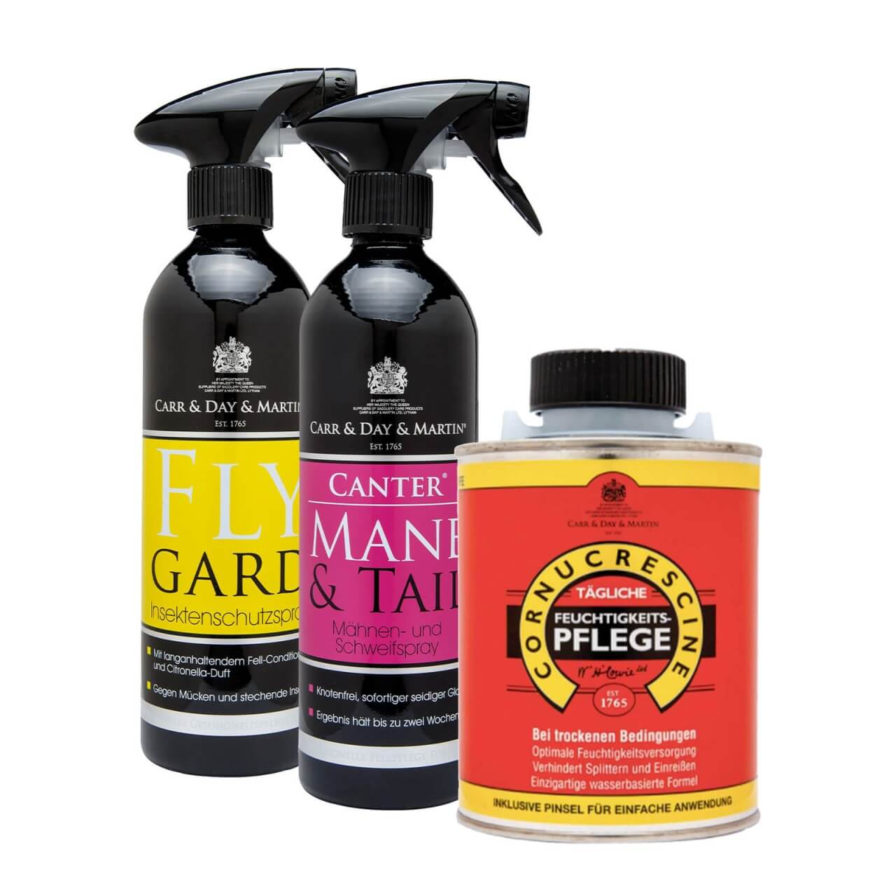 Carr & Day & Martin Pferdepflege Set - Fliegenspray, Mähnenspray & Huföl im Vorteilspaket Carr & Day & Martin Pferdepflege Set - Fliegenspray, Mähnenspray & Huföl im Vorteilspaket