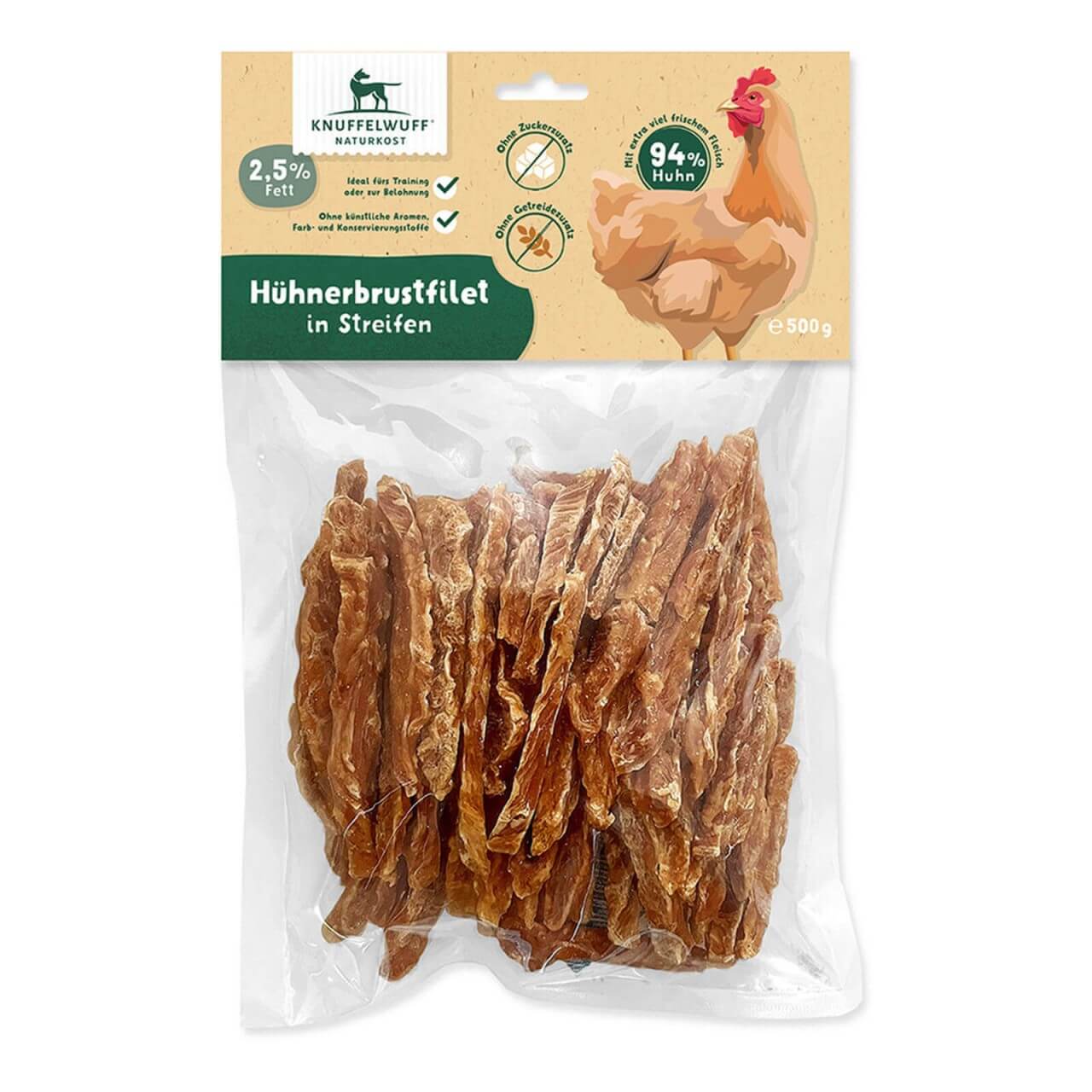 Knuffelwuff Hundesnack Hühnerbrust in Streifen 500 g Knuffelwuff Hundesnack Hühnerbrust in Streifen 500 g