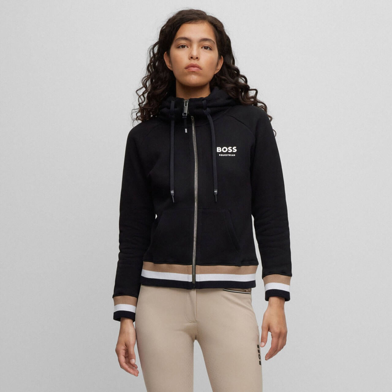 Boss Equestrian Kapuzenjacke Damen Riva Signature Stripe HW 2023 Damenjacke Sweatjacke Boss Equestrian Kapuzenjacke Damen Riva Signature Stripe HW 2023 Damenjacke Sweatjacke