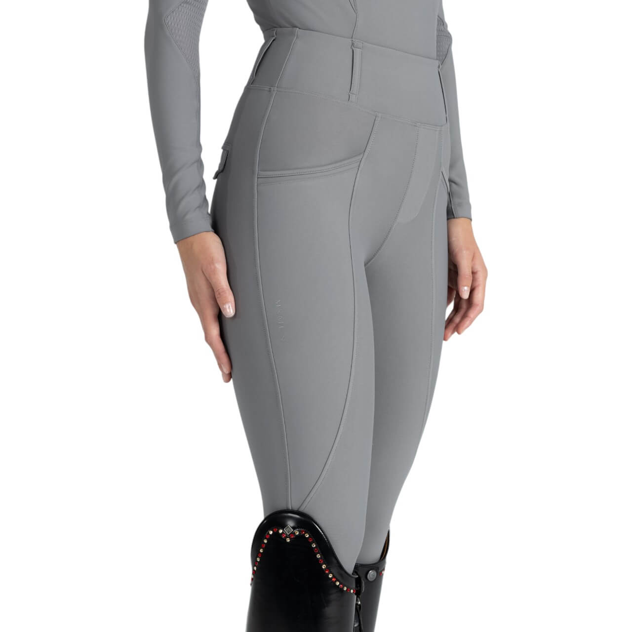 Maximilian Equestrian Reitleggings Damen Full-Grip Pro Riding Leggings Titanium S | kavalio - für mich und mein Pferd