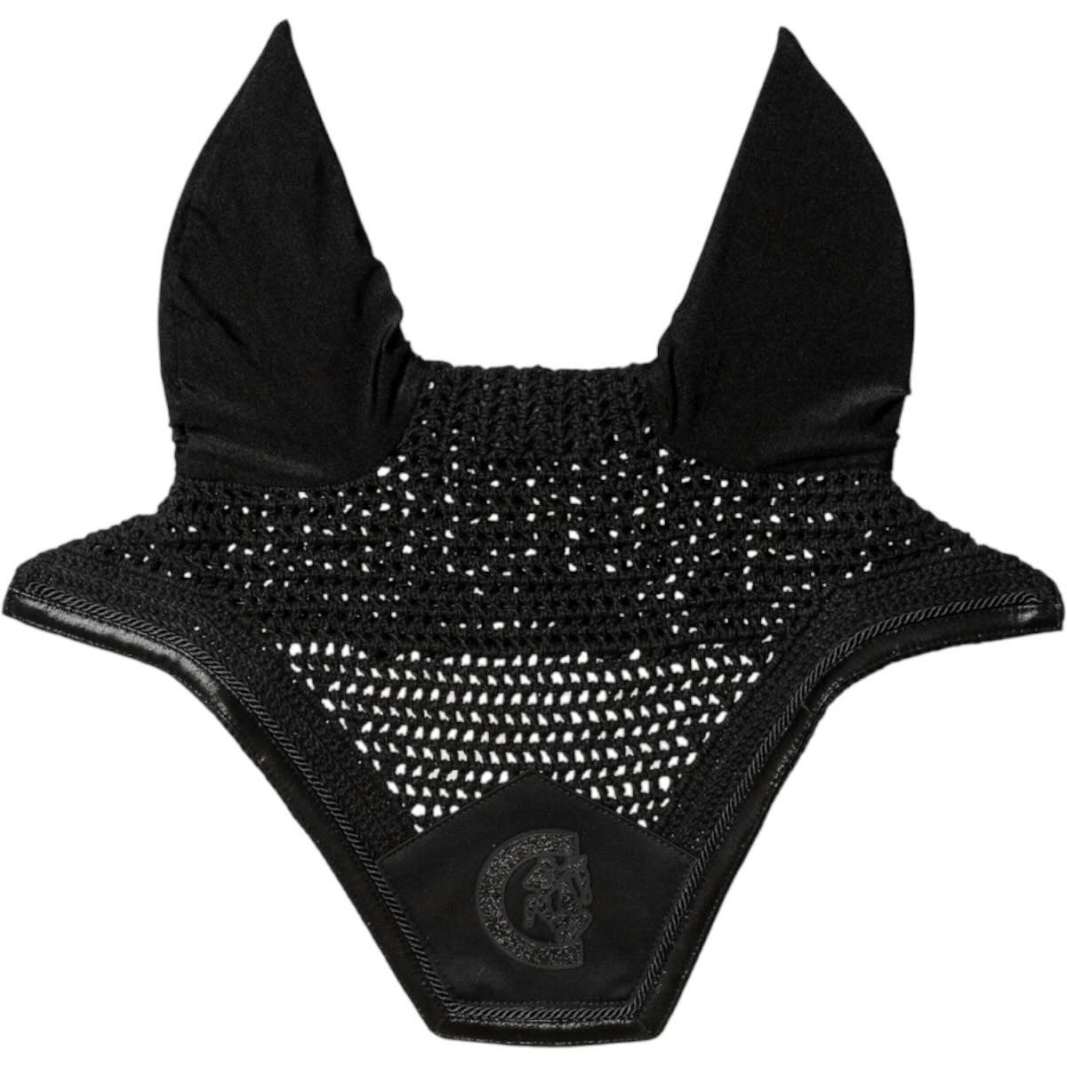 Kentucky Horsewear Fliegenhaube Wellington Sparkling Soundless mit Logo Fliegenmütze Schwarz Full | kavalio - für mich und mein Pferd