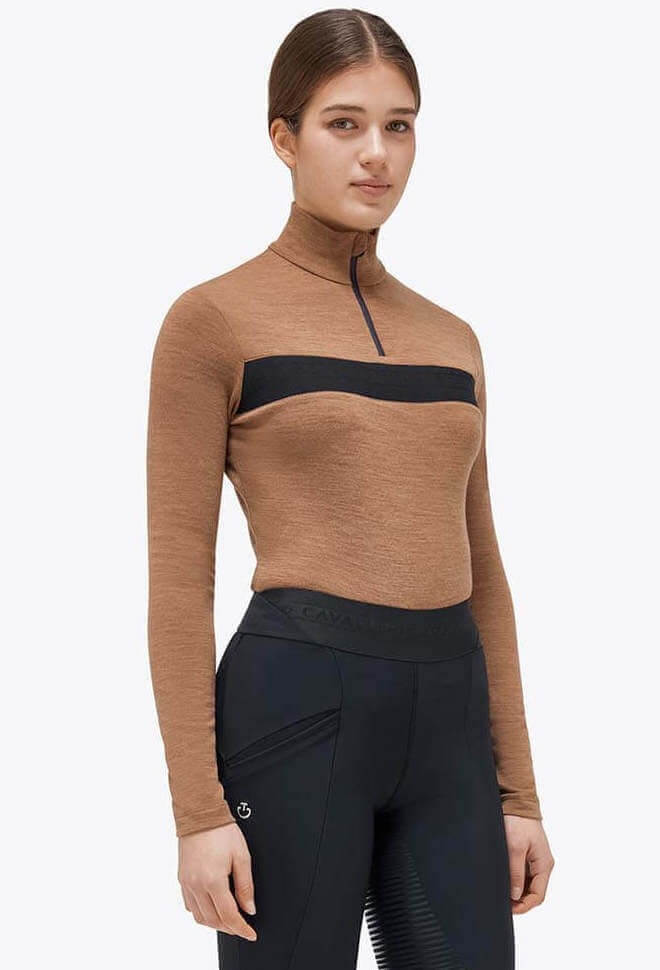 Cavalleria Toscana Trainingsshirt Damen Tech Wool Half Zip Mock Turtleneck HW23 Langarmshirt Cavalleria Toscana Trainingsshirt Damen Tech Wool Half Zip Mock Turtleneck HW23 Langarmshirt