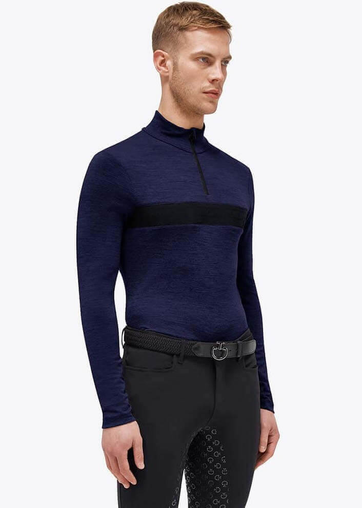 Cavalleria Toscana Trainingsshirt Herren Tech Wool Half Zip Mock Turtleneck HW23 Langarmshirt Cavalleria Toscana Trainingsshirt Herren Tech Wool Half Zip Mock Turtleneck HW23 Langarmshirt