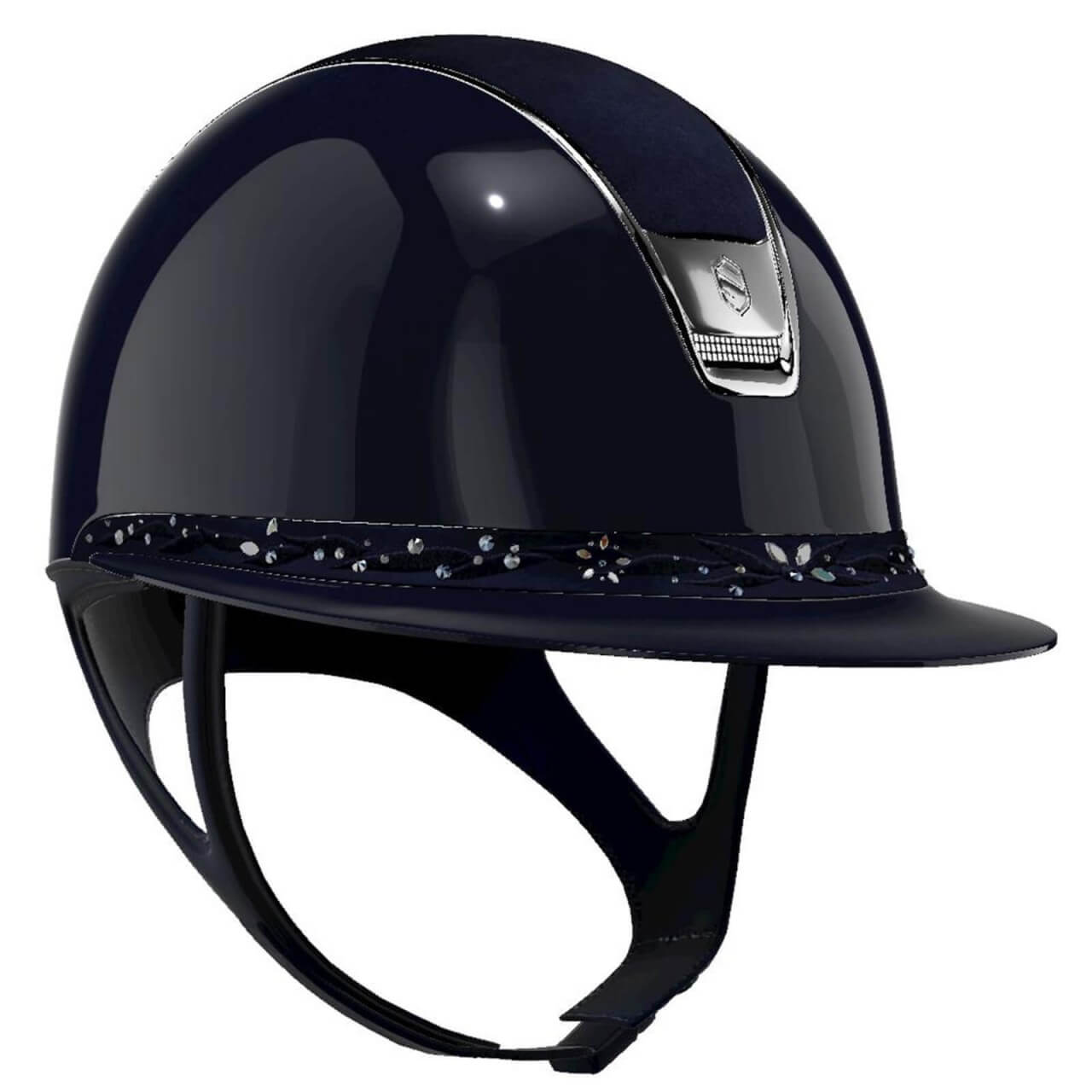 Samshield Reithelm Miss Shield Shadowglossy 2.0 Blue SG Top SG Frontal Band Flower Swaro Trim Chrome Blason Ch Samshield Reithelm Miss Shield Shadowglossy 2.0 Blue SG Top SG Frontal Band Flower Swaro Trim Chrome Blason Ch