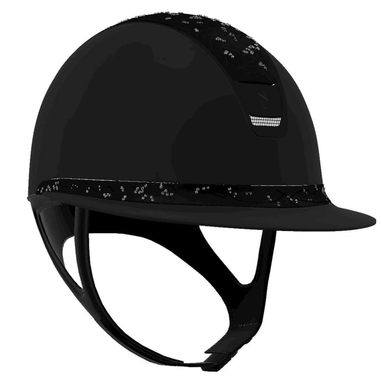 Samshield Reithelm Miss Shield 2.0 Black Shadowmatt Top Crystal Leaf Frontal Band Crystal Leaf Trim Matt Black Samshield Reithelm Miss Shield 2.0 Black Shadowmatt Top Crystal Leaf Frontal Band Crystal Leaf Trim Matt Black